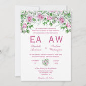 Roze romantische Rozen bruiloft Kaart (Voorkant)