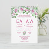 Roze romantische Rozen bruiloft Kaart (Staand voorkant)