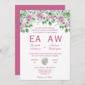 Roze romantische Rozen bruiloft Kaart (Voorkant / Achterkant)