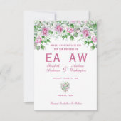Roze romantische Rozen bruiloft Save The Date (Voorkant)