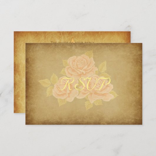  roze romantische rozen Frans goud fleurdelis RSVP Kaartje (Voorkant / Achterkant)