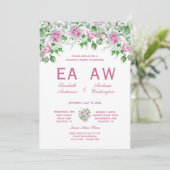 Roze Romantische Rozen Huwelijksrepetitie Diner Kaart (Staand voorkant)