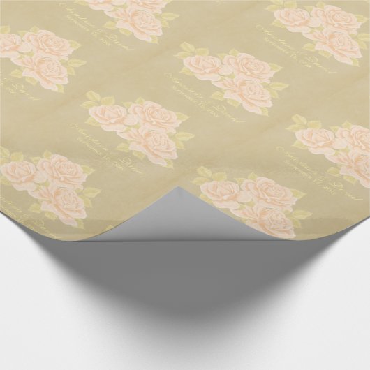  roze romantische rozen oud papier (Hoek)