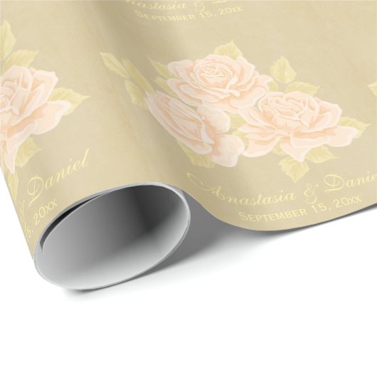  roze romantische rozen oud papier (Rol Hoek)