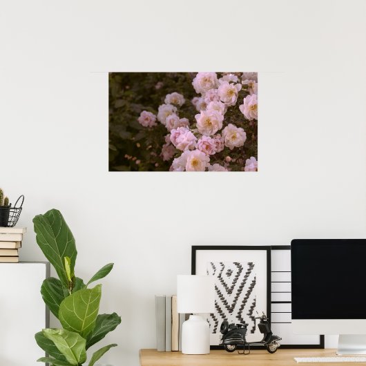 Roze romantische rozen poster (Thuiskantoor)