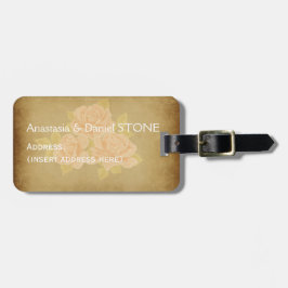  roze romantische rozen souvenir bagagelabel