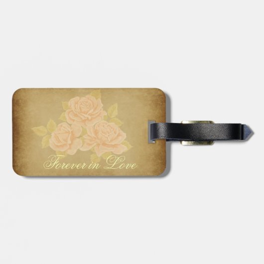  roze romantische rozen souvenir bagagelabel (Achterkant horizontaal)