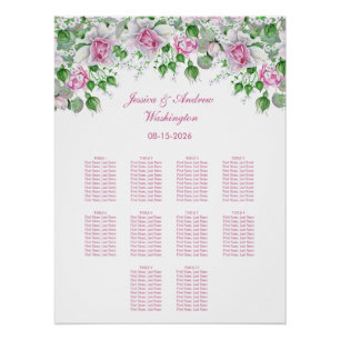 Roze Romantische Rozen Trouwstoel Grafiek Perfect Poster
