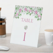 Roze Romantische Rozen Trouwtafel Nummer Reclamebord Met Voetstuk (Insitu)