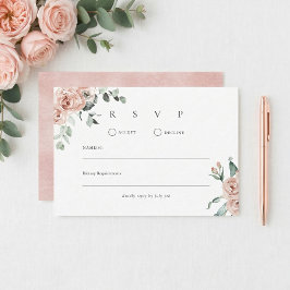 Roze Romantische Trouwbloem RSVP Kaartje