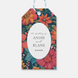 Roze Romantische Trouwdag in Retro Stijl Cadeaulabel