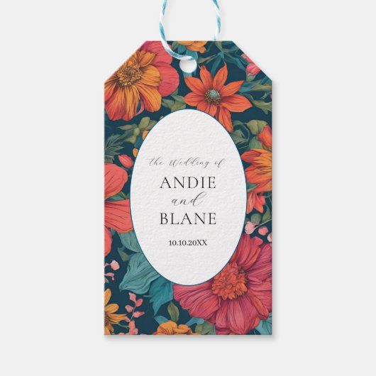 Roze Romantische Trouwdag in Retro Stijl Cadeaulabel (Voorkant)