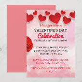 Roze Romantische Valentijnsdag Liefdesfeest Uitnod Kaart (Voorkant / Achterkant)