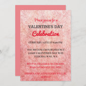 Roze Romantische Valentijnsdag Liefdesfeest Uitnod Kaart (Voorkant / Achterkant)