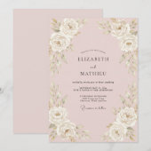Roze Romantische Vintage Trouw Kaart (Voorkant / Achterkant)