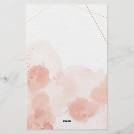 Roze Romantische Waterverf briefpapier (Achterkant)