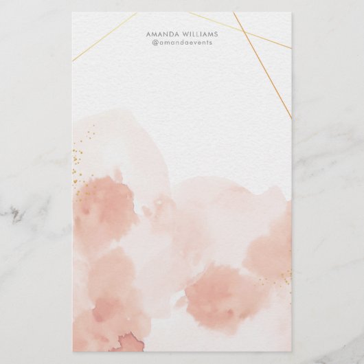 Roze Romantische Waterverf briefpapier (Voorkant)