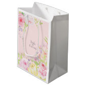 Roze Romantische Waterverf Rozen bruiloft Medium Cadeauzakje (Achterkant Gekanteld)