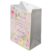 Roze Romantische Waterverf Rozen bruiloft Medium Cadeauzakje (Voorkant Gekanteld)