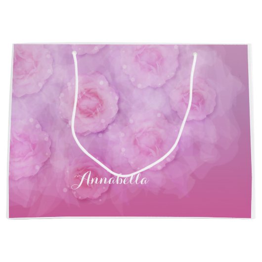 ROZE Romantische Waterverf rozen gepersonaliseerde Groot Cadeauzakje (Voorkant)