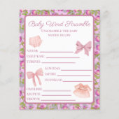 Roze rommel Baby shower Word Scramble (Voorkant)