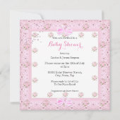 Roze rommelachtige olifant Baby shower meisje 2 Kaart (Achterkant)