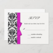 Roze romp met Kaart van het Damask Wedding RSVP-an (Voorkant / Achterkant)