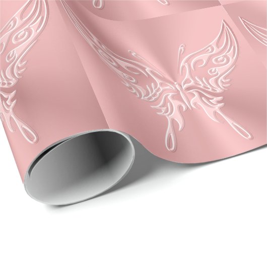 Roze ronddraaistaart met gestileerde vlinder, met  cadeaupapier (Rol Hoek)