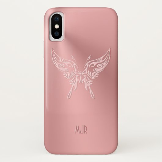 Roze ronddraaistaart met gestileerde vlinder, met  Case-Mate iPhone case (Achterkant)
