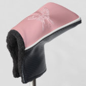 Roze ronddraaistaart met gestileerde vlinder, met golfheadcover (3/4 voorkant)