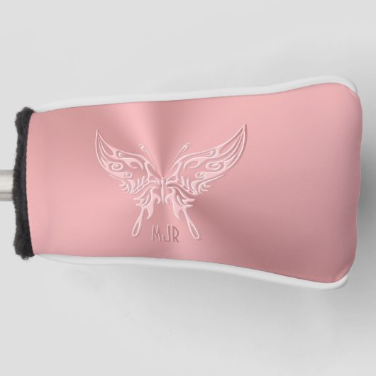 Roze ronddraaistaart met gestileerde vlinder, met golfheadcover (Voorkant)