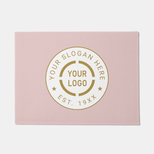 Roze Ronde Aangepaste Logo Business-merkklep Deurmat (Voorkant)