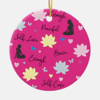 Roze Ronde Versiering | Bloemig Ontwerp voor Inner Keramisch Ornament