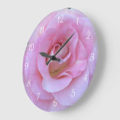 Roze ronde wandklok met roos (Hoek)