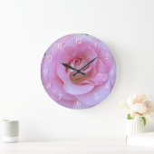 Roze ronde wandklok met roos (Huis)