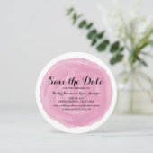 Roze Ronde Waterverf Save the Date Uitnodigen (Staand voorkant)