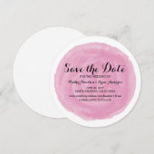Roze Ronde Waterverf Save the Date Uitnodigen (Voorkant / Achterkant)