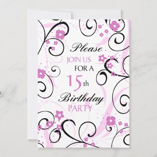 Roze rondjes 15th Birthday Party Invitation Card Kaart (Voorkant)