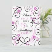 Roze rondjes 15th Birthday Party Invitation Card Kaart (Staand voorkant)