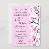 Roze rondjes 15th Birthday Party Invitation Card Kaart (Achterkant)