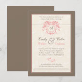 Roze rondjes op bleke crème bruiloft kaart (Voorkant / Achterkant)