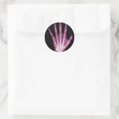 Roze Röntgenfoto Skelet Hand Ronde Sticker (Tas)