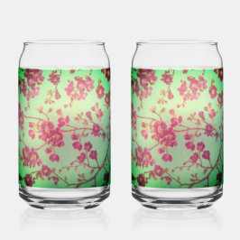 Roze röntgenfoto van bloemen blikvorm glas