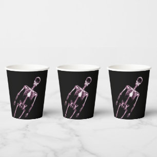 Roze röntgenskelet papieren bekers
