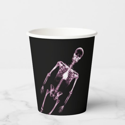 Roze röntgenskelet papieren bekers (Voorkant)