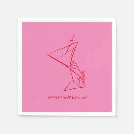 Roze Rood 50ste Verjaardags Servet (Voorkant)