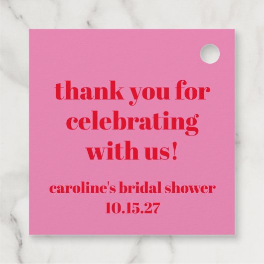 Roze Rood Aangepaste Trouwfeest Bedankt Bedankjes Labels (Achterkant)