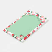 Roze Rood Aardbei Patroon Groene Boog Naam Toevoeg Post-it® Notes (Schuin)