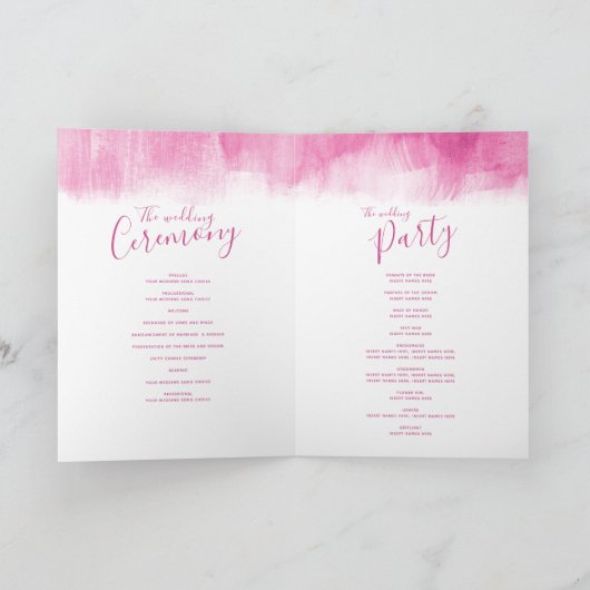 Roze rood abstracte kunst bruiloft programma's (Binnen)
