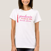 Roze & Rood Afstuderen Naam 2024 Afstuderen T-shirt (Voorkant)
